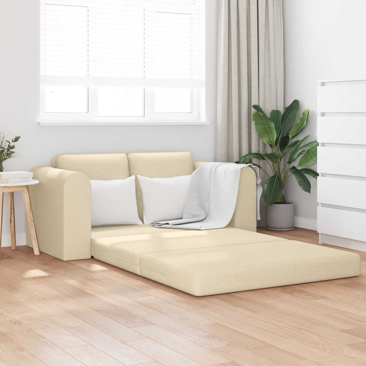 Vidaxl slaapbank crème 148 x 71 x 83 cm stof