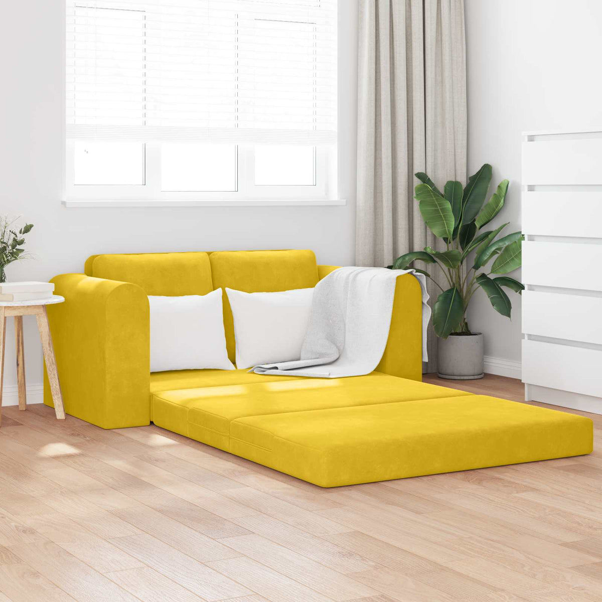 Vidaxl slaapbank geel 148 x 71 x 83 cm fluweel