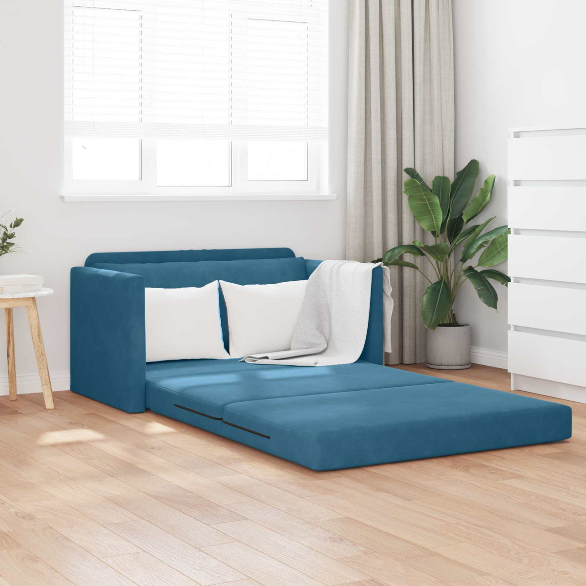 Vidaxl slaapbank blauw 124 x 71 x 78 cm fluweel