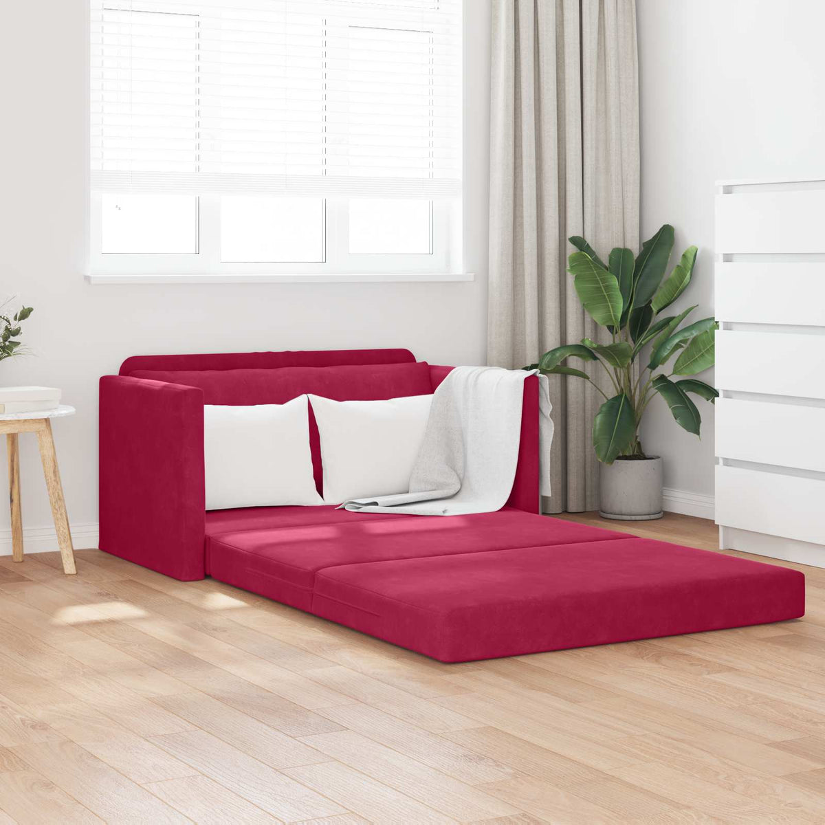 Vidaxl slaapbank wijnrood 124 x 71 x 78 cm fluweel