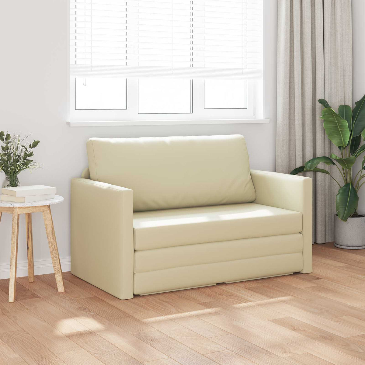 Vidaxl slaapbank crème 124 x 71 x 78 cm kunstleer
