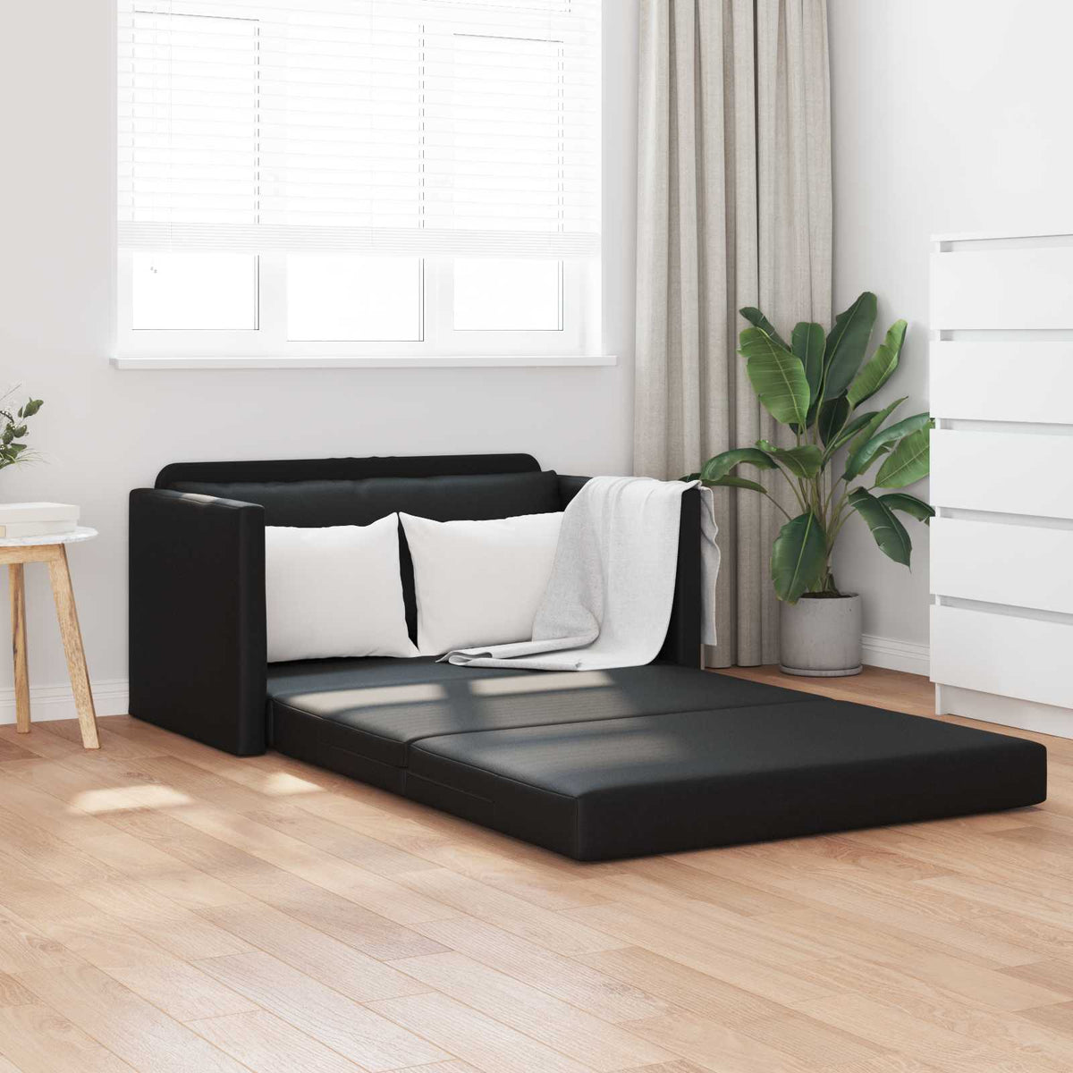 Vidaxl slaapbank zwart 124 x 71 x 78 cm kunstleer
