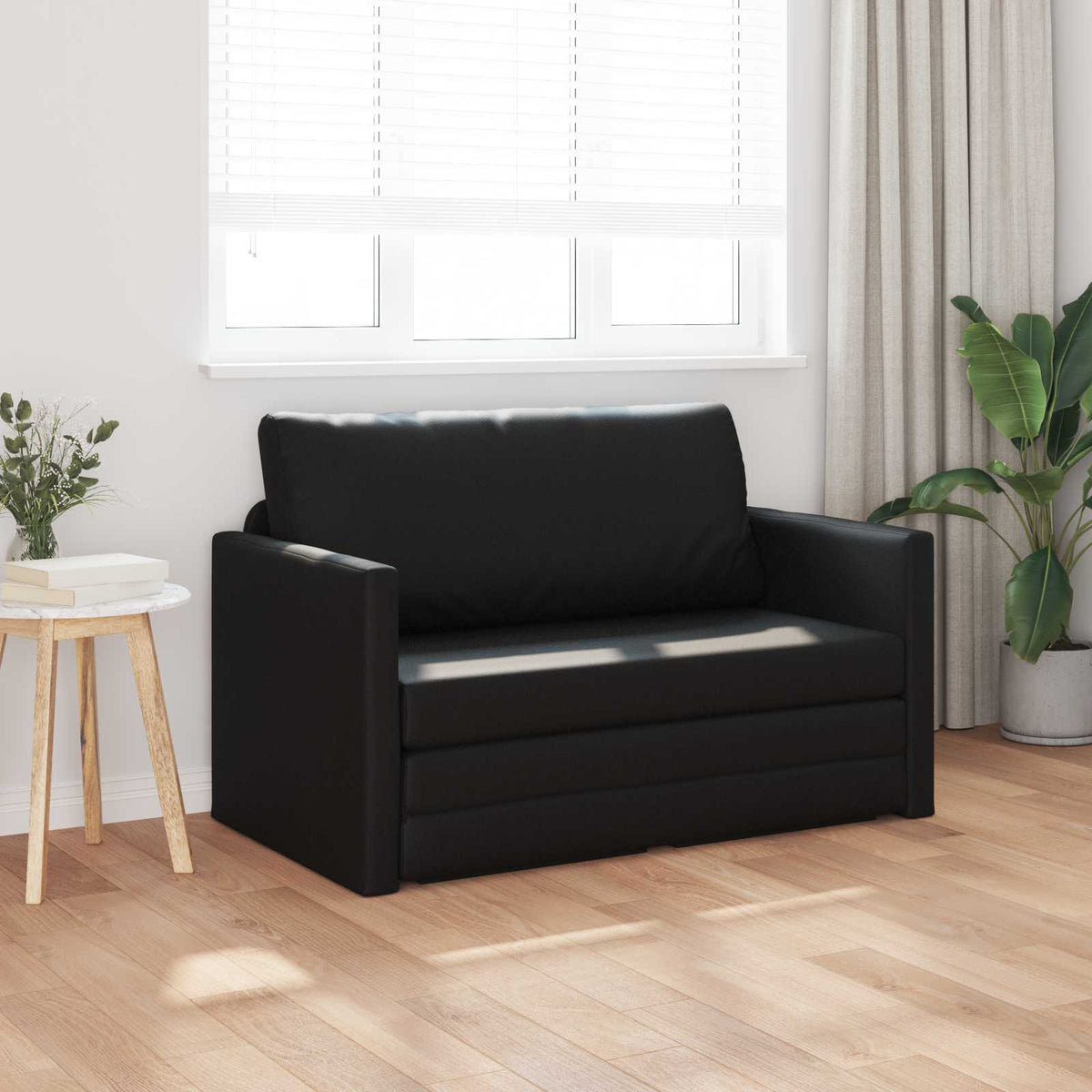 Vidaxl slaapbank zwart 124 x 71 x 78 cm kunstleer