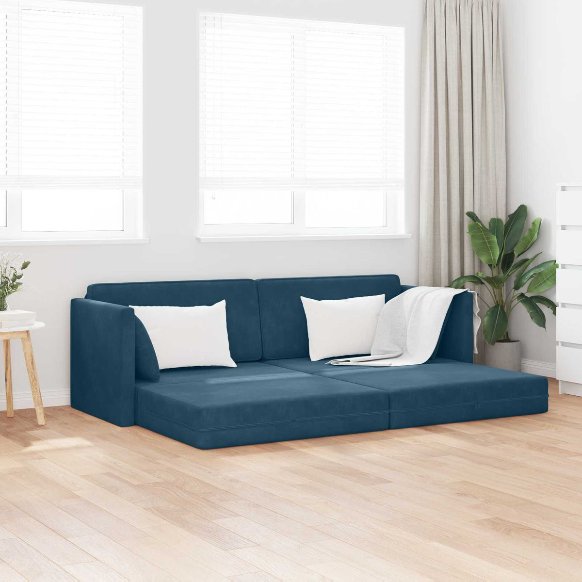 Vidaxl vloerslaapbank blauw 213 x 70 x 77 cm fluweel