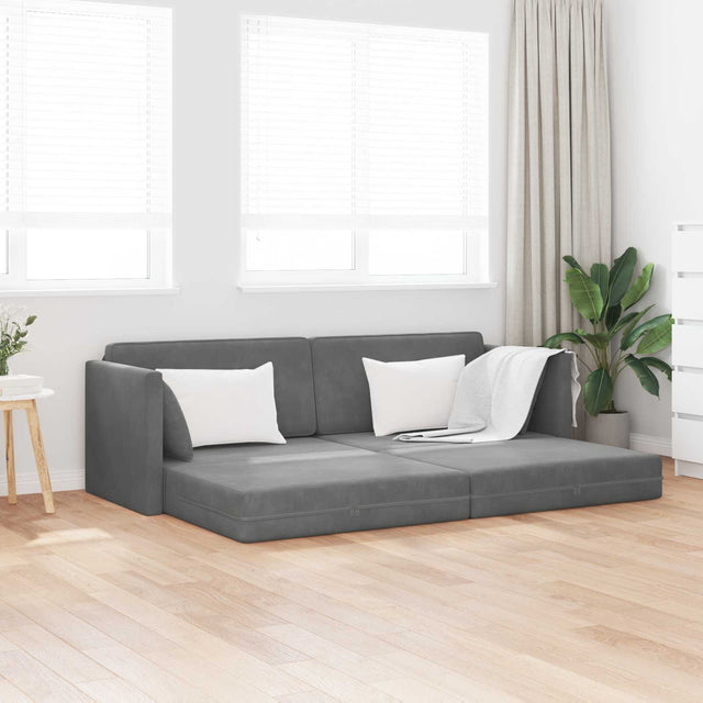 Vidaxl vloerslaapbank donkergrijs 213 x 70 x 77 cm fluweel