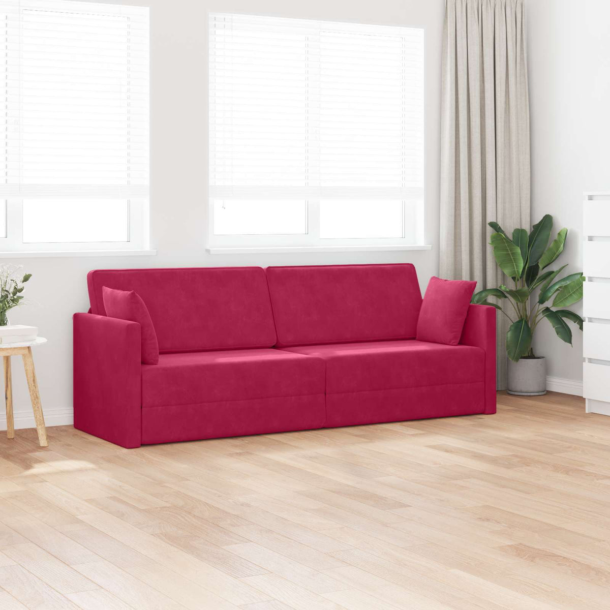 Vidaxl vloerslaapbank wijnrood 213 x 70 x 77 cm fluweel