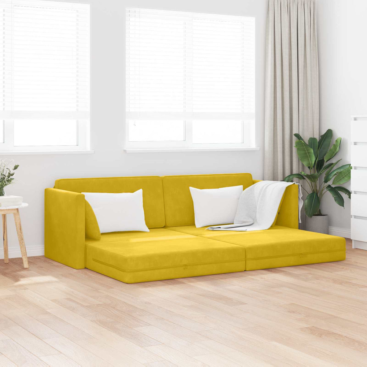 Vidaxl vloerslaapbank geel 213 x 70 x 77 cm fluweel