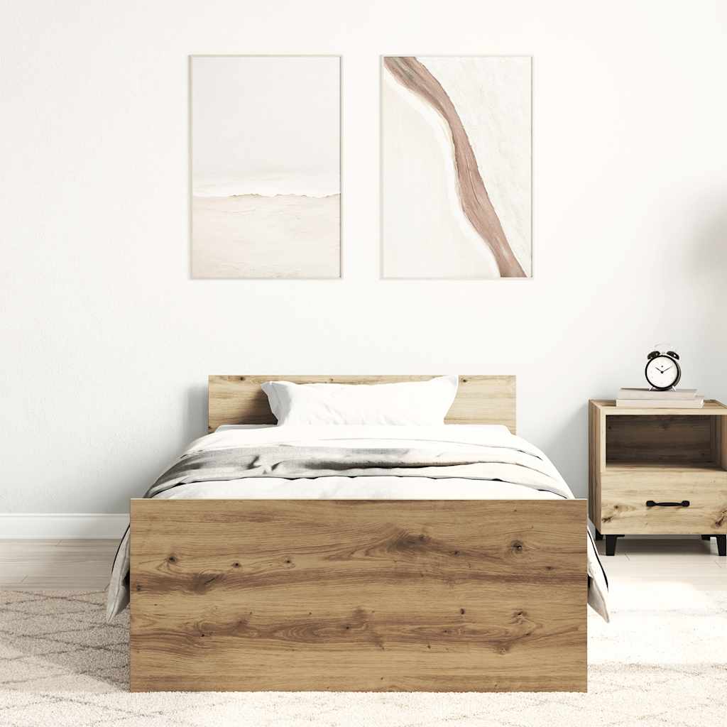 Vidaxl bedframe zonder matras spaanplaat artisanaal eikenkleurig