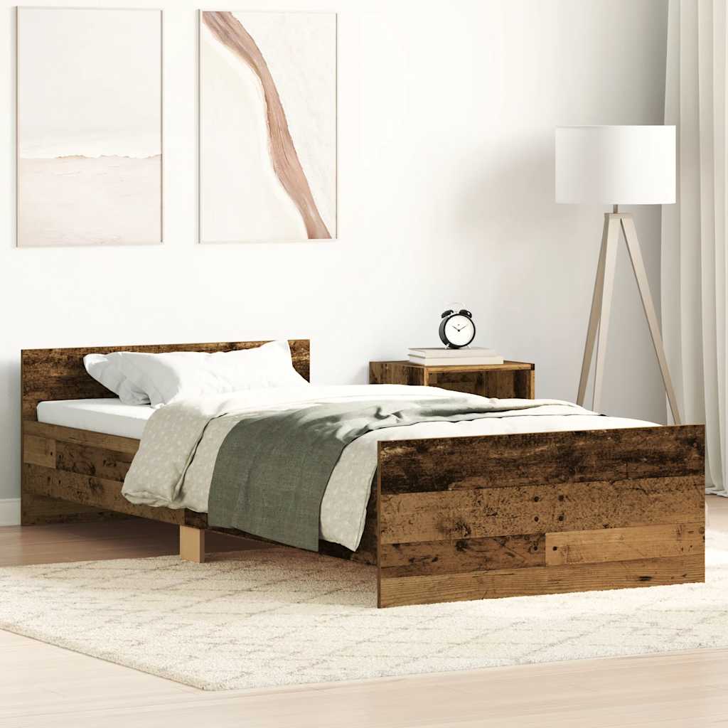 Vidaxl bedframe zonder matras 100x200 cm bewerkt hout oud hout