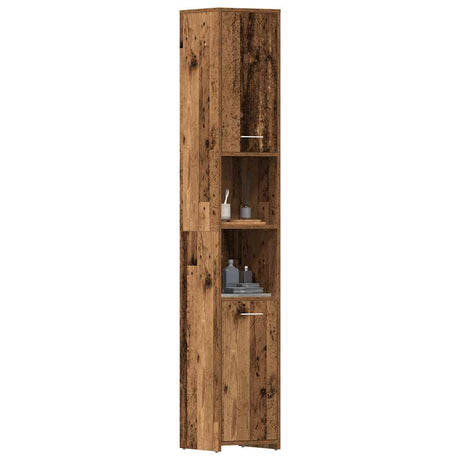 Vidaxl badkamerkast 30x30x183,5 cm bewerkt hout oud houtkleurig