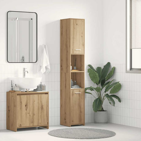 Vidaxl badkamerkast 30x30x183,5 cm bewerkt hout artisanaal eikenkleur