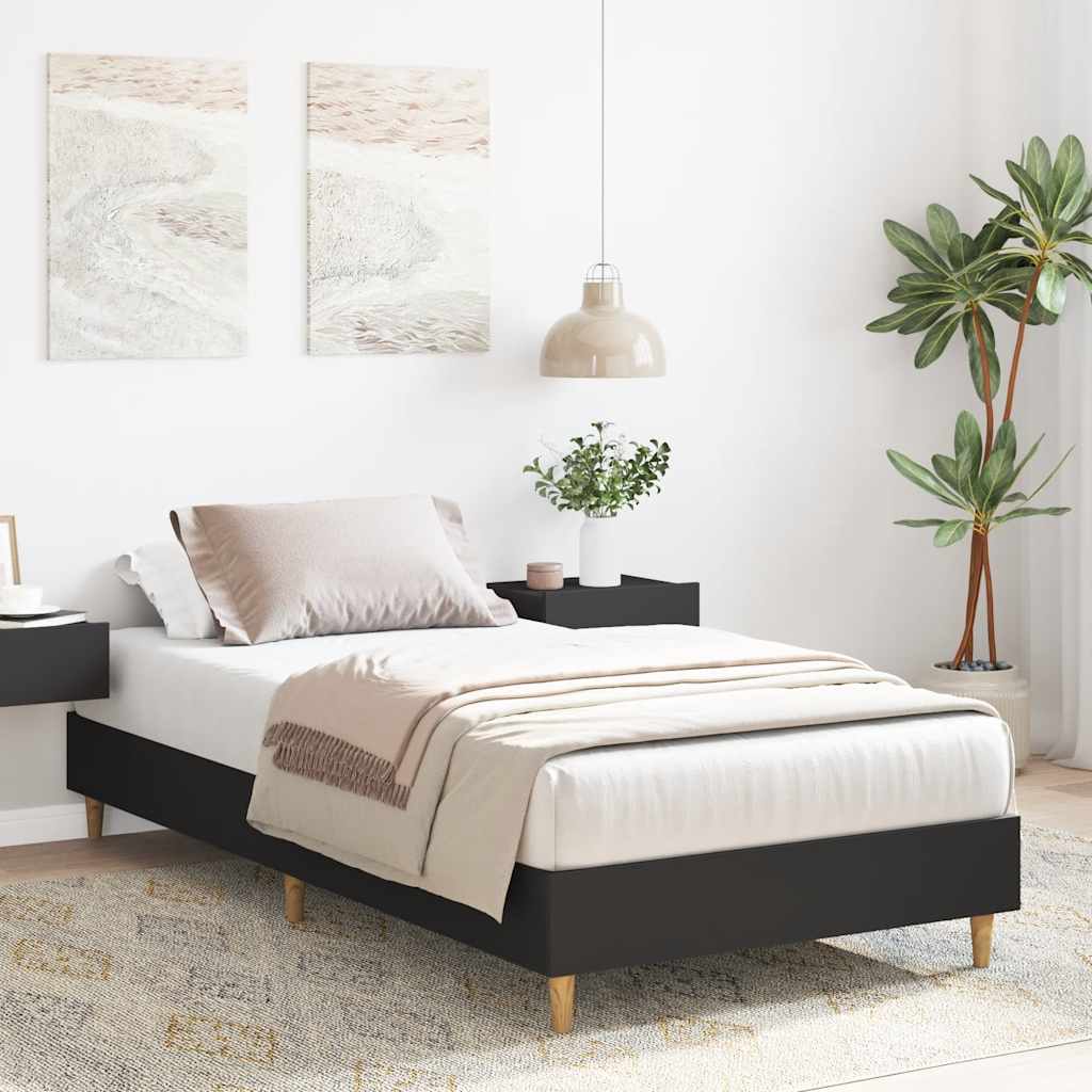 Vidaxl bedframe matras zonder matras 100x200 cm spaanplaat zwart