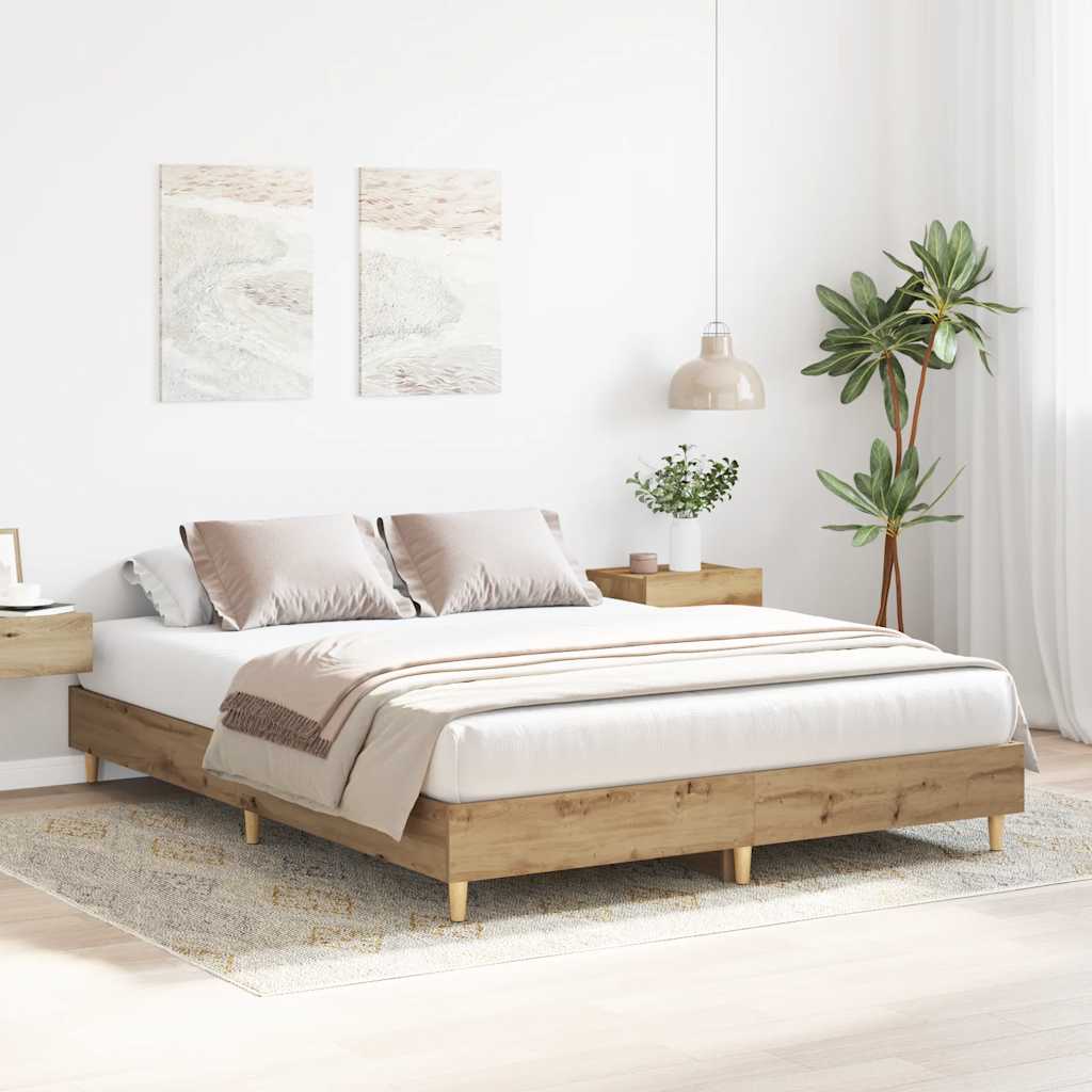 Vidaxl bedframe zonder matras 100x200 cm spaanplaat artisanaal eiken