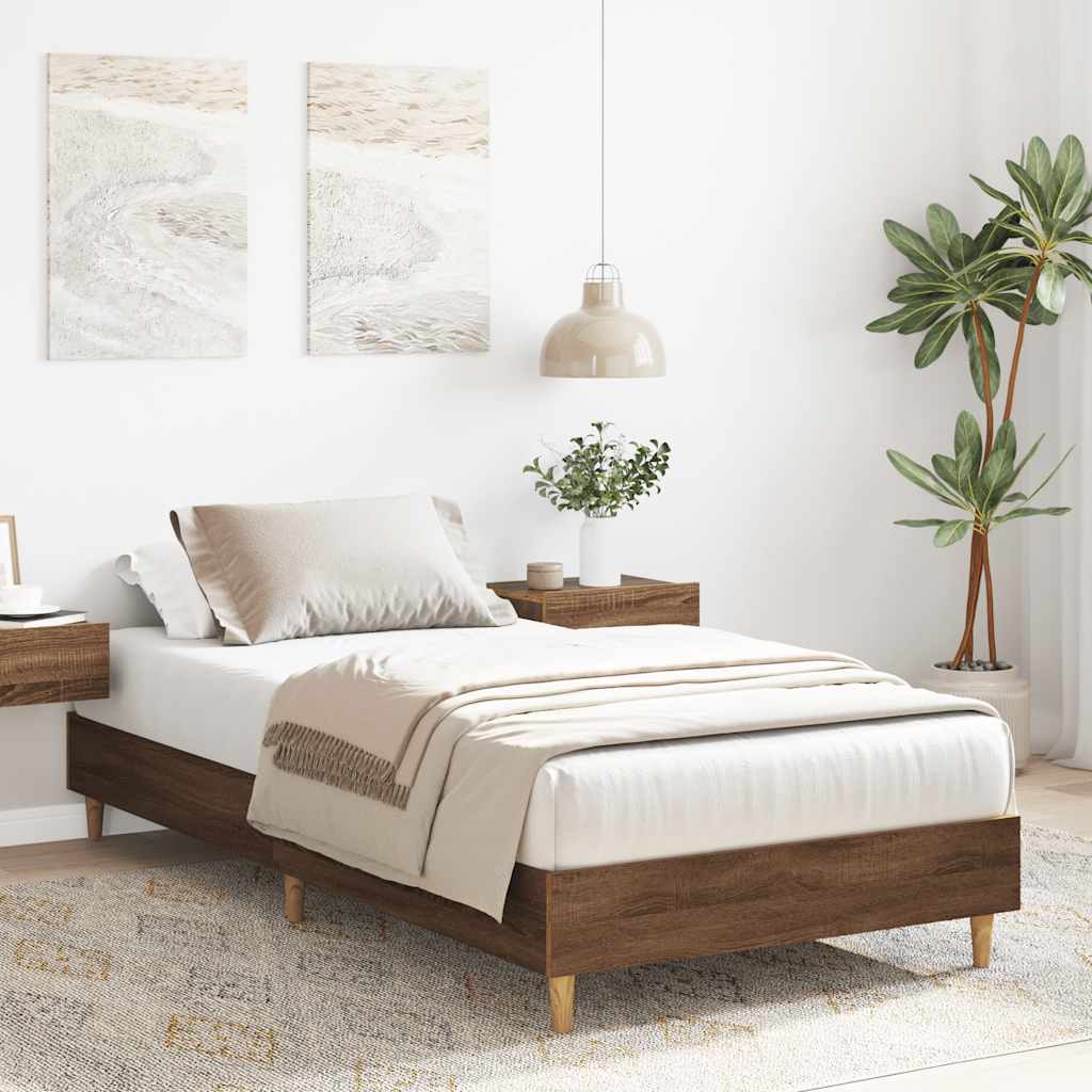 Vidaxl bedframe zonder matras 90x200 cm spaanplaat bruin eiken