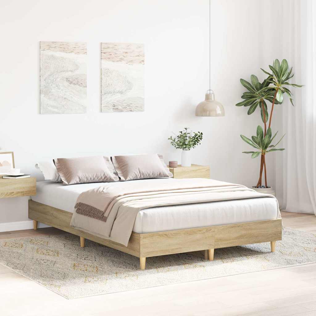 Vidaxl bedframe zonder matras 140x190cm spaanplaat sonoma eikenkleurig