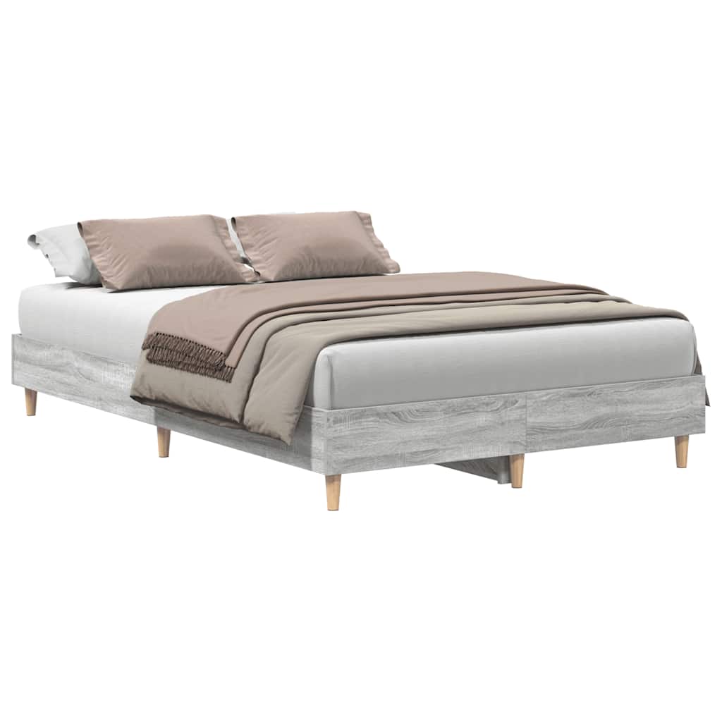 Vidaxl bedframe zonder matras 135x190 cm spaanplaat grijs sonoma