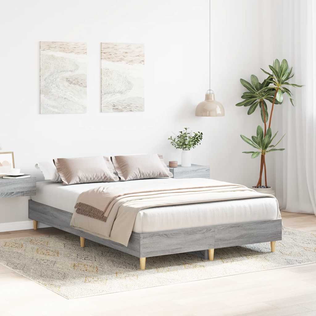 Vidaxl bedframe zonder matras 135x190 cm spaanplaat grijs sonoma
