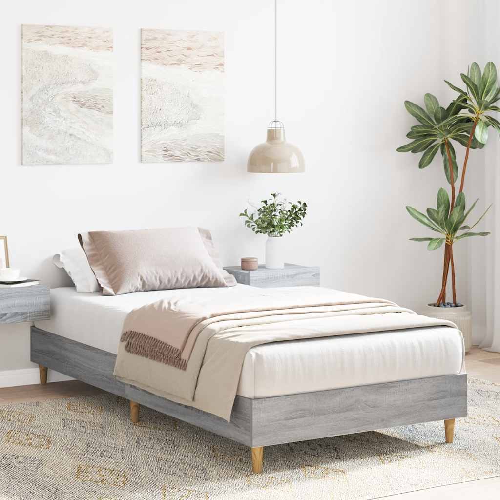 Vidaxl bedframe zonder matras 75x190 cm spaanplaat grijs sonoma