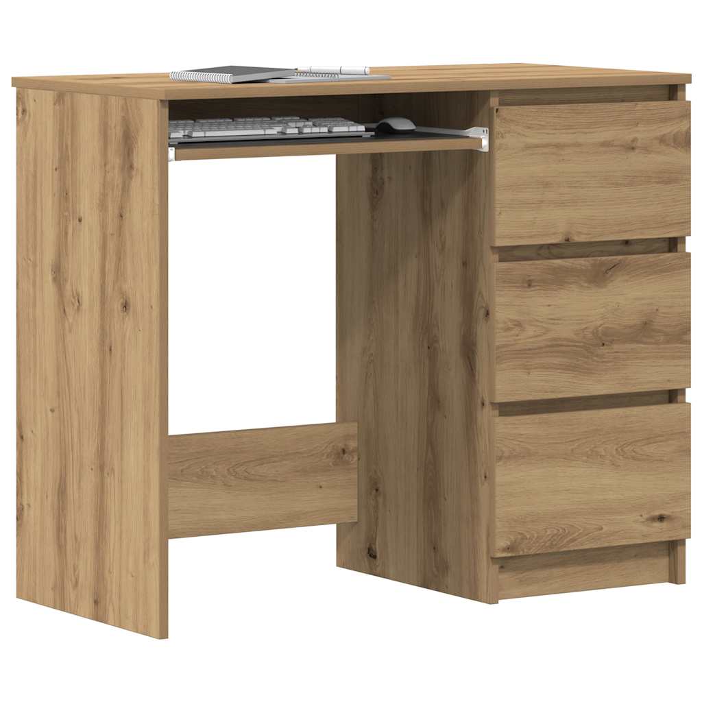 Vidaxl bureau 90x45x76 cm bewerkt hout artisanaal eikenkleur