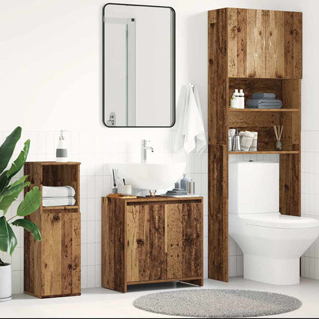 Vidaxl wastafelkast 60x33x60 cm bewerkt hout oud houtkleurig