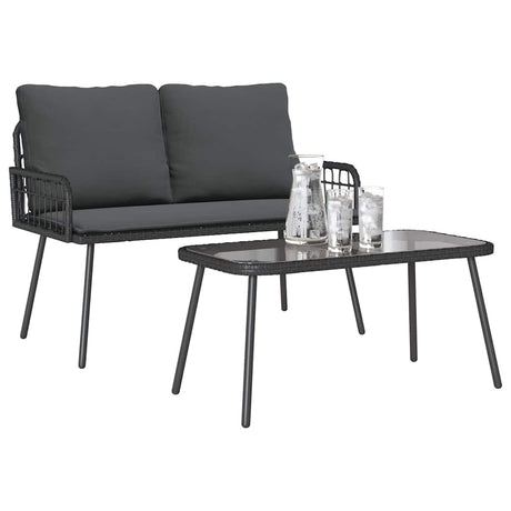 Vidaxl tuin eettafelset 2 st zwart poly rattan