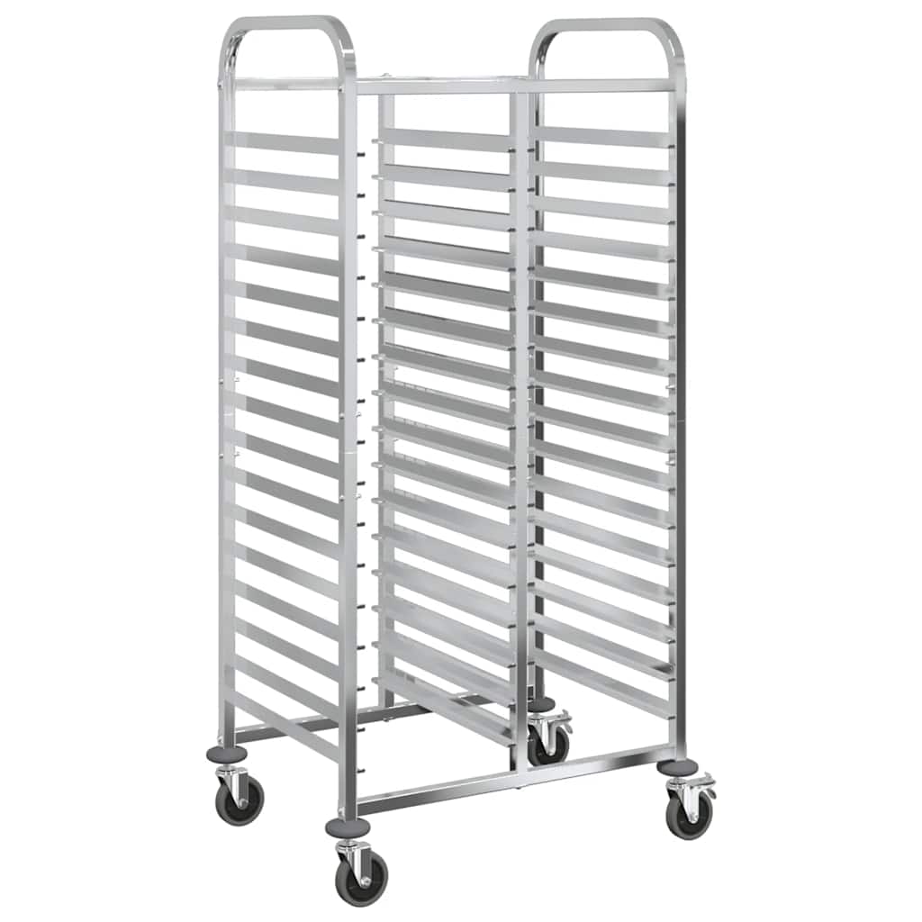 Vidaxl dienbladenwagen met 32 gn-bakken 75x55x162,5 cm roestvrij staal