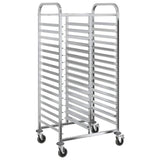 Vidaxl dienbladenwagen met 32 gn-bakken 75x55x162,5 cm roestvrij staal