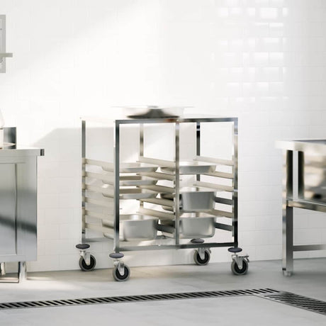 Vidaxl dienbladenwagen met 12 gn-bakken 75x55x87 cm roestvrij staal