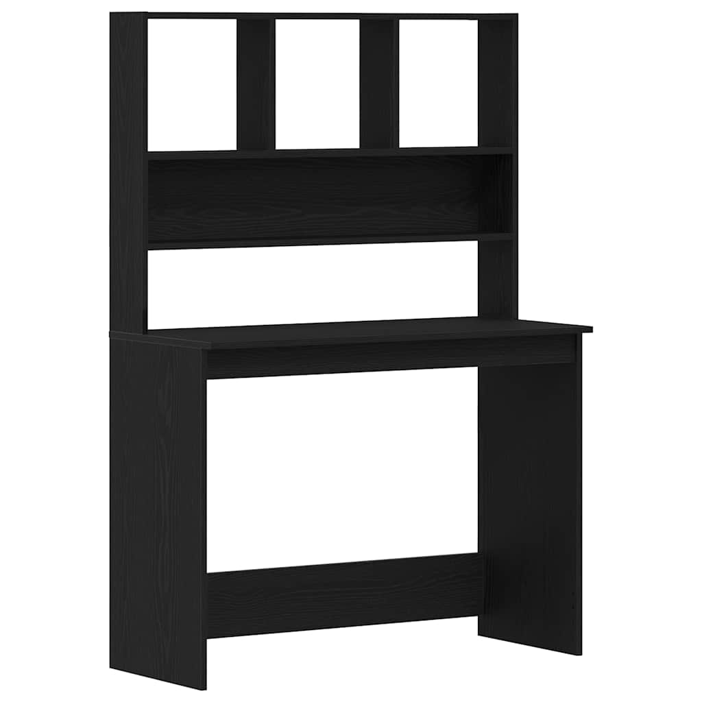 Vidaxl bureau met schappen 102x45x148 cm bewerkt hout zwart eikenkleur