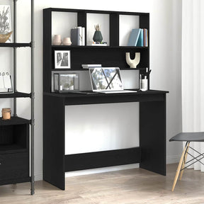 Vidaxl bureau met schappen 102x45x148 cm bewerkt hout zwart eikenkleur