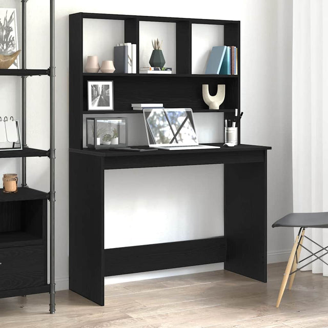 Vidaxl bureau met schappen 102x45x148 cm bewerkt hout zwart eikenkleur