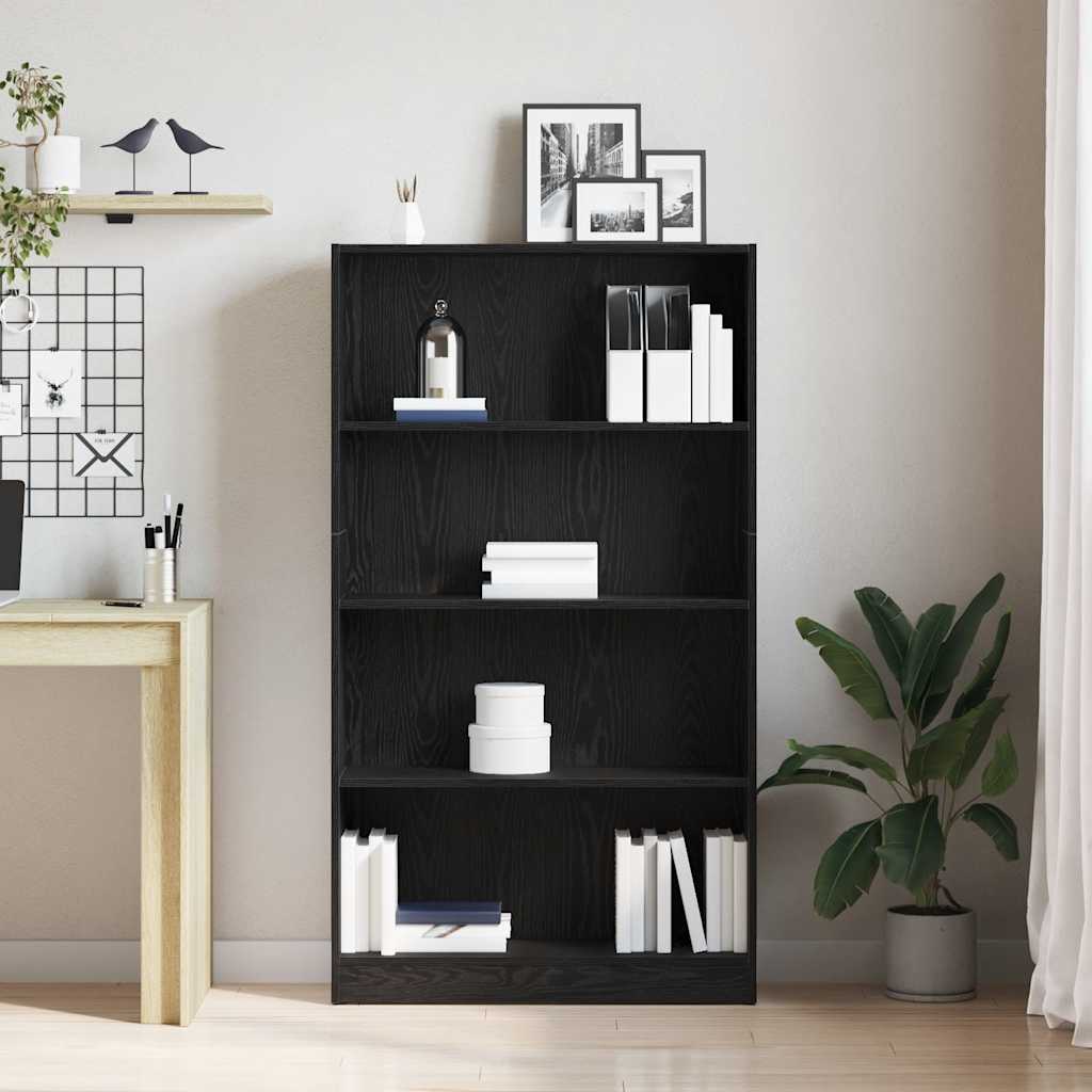 Vidaxl boekenkast 4-laags 80x24x143 cm spaanplaat zwart eikenkleurig