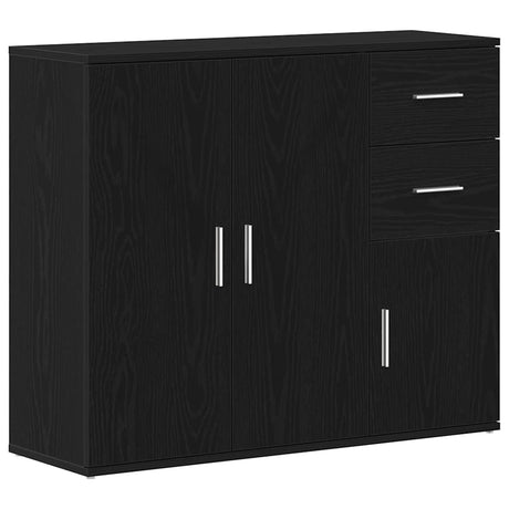 Vidaxl dressoir zwart eiken 91x29,5x75 cm bewerkt hout