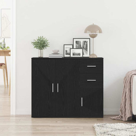 Vidaxl dressoir zwart eiken 91x29,5x75 cm bewerkt hout