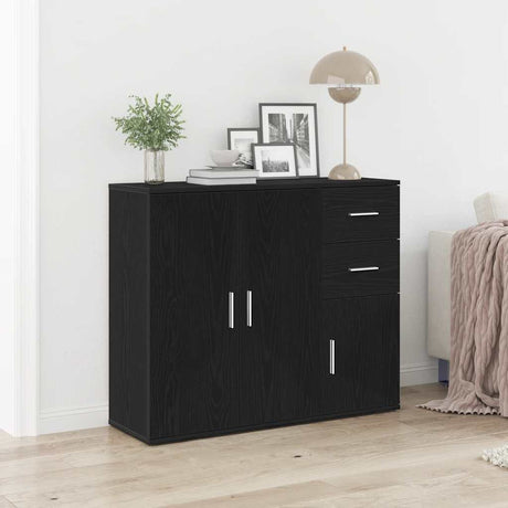 Vidaxl dressoir zwart eiken 91x29,5x75 cm bewerkt hout
