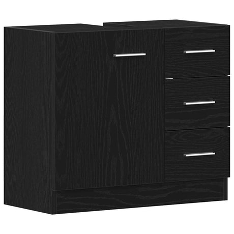 Vidaxl wastafelkast 63x30x54 cm spaanplaat zwart eikenkleurig