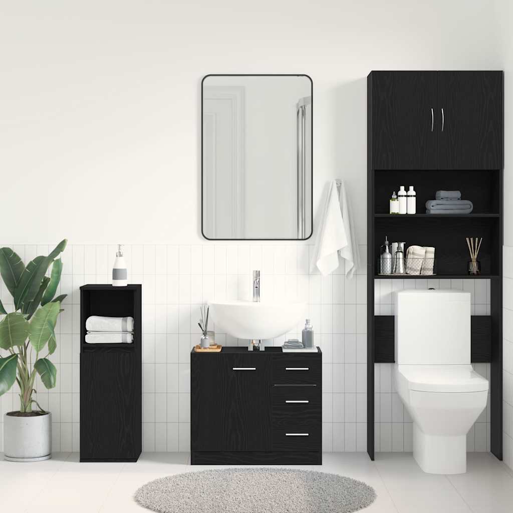 Vidaxl wastafelkast 63x30x54 cm spaanplaat zwart eikenkleurig