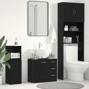 Vidaxl wastafelkast 63x30x54 cm spaanplaat zwart eikenkleurig