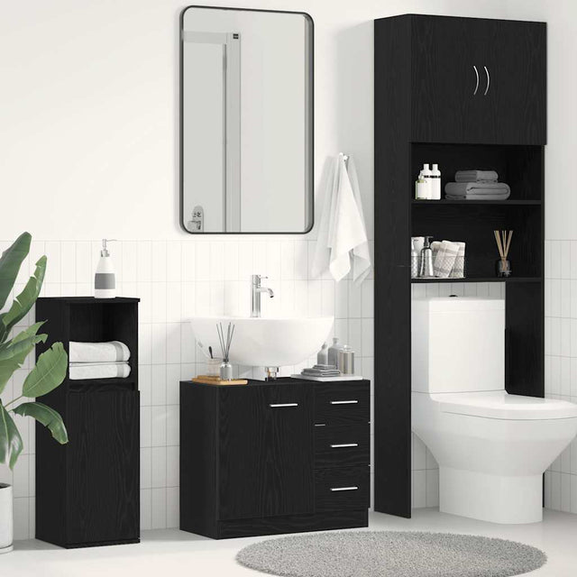 Vidaxl wastafelkast 63x30x54 cm spaanplaat zwart eikenkleurig