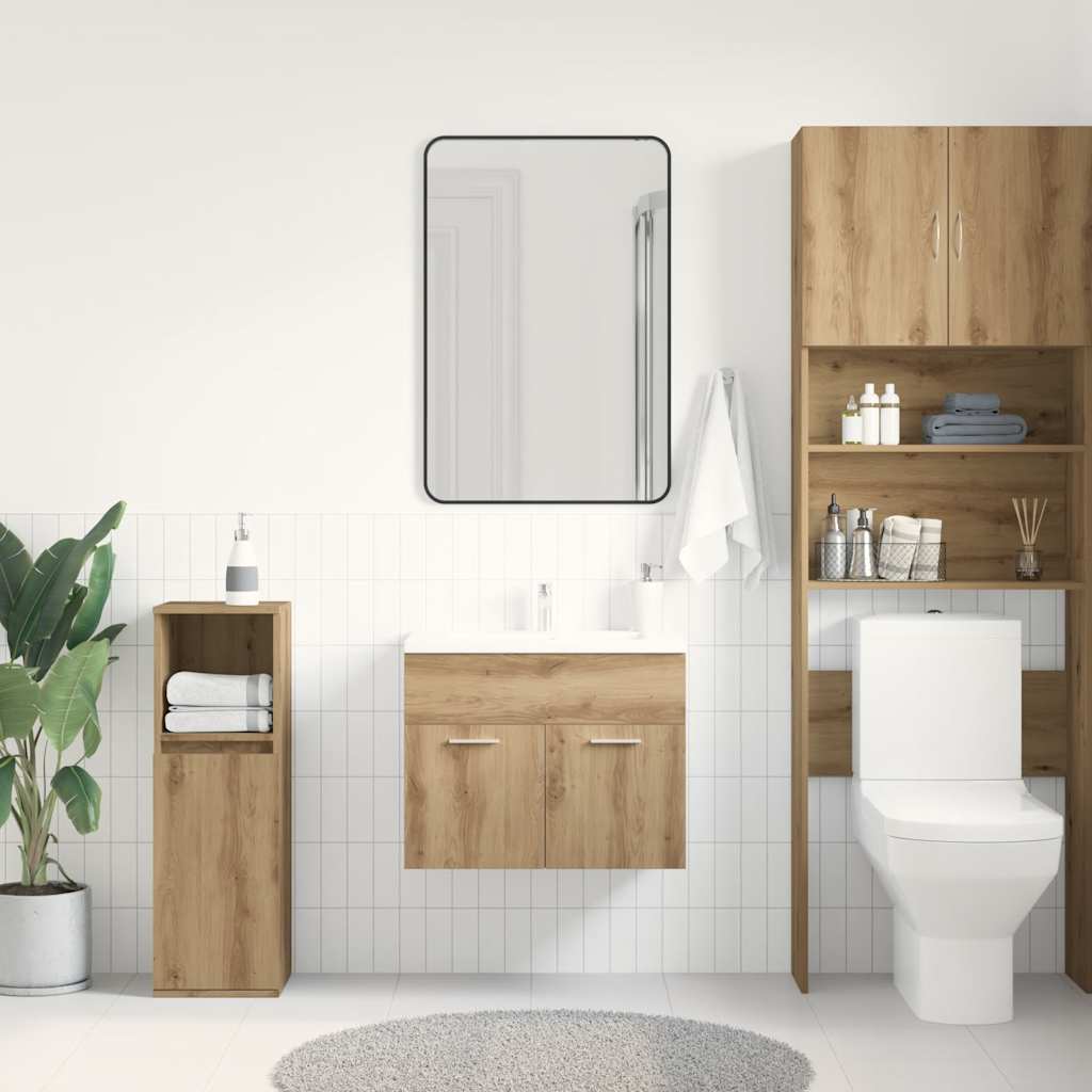 Vidaxl wastafelkast 60x38,5x46 cm bewerkt hout artisanaal eikenkleur