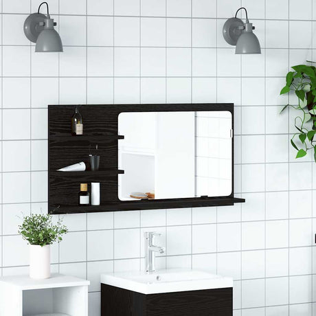 Vidaxl badkamerspiegelkast 90x11x45 cm bewerkt hout zwart eikenkleurig