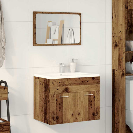 Vidaxl 2-delige badkamermeubelset bewerkt hout oud houtkleurig