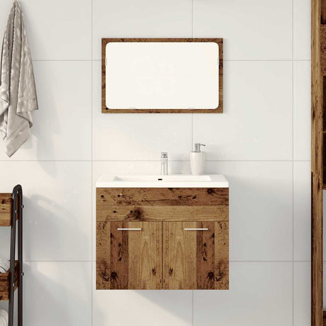 Vidaxl 2-delige badkamermeubelset bewerkt hout oud houtkleurig