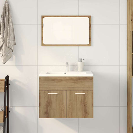Vidaxl 2-delige badkamermeubelset bewerkt hout artisanaal eikenkleur