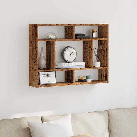 Vidaxl wandschap 75x16x55 cm bewerkt hout oud houtkleurig