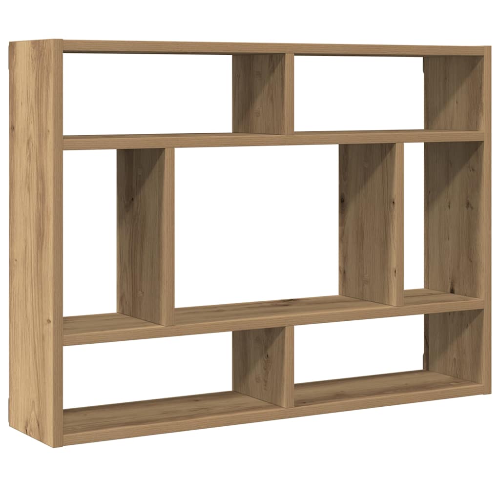 Vidaxl wandschap 75x16x55 cm bewerkt hout artisanaal eikenkleur