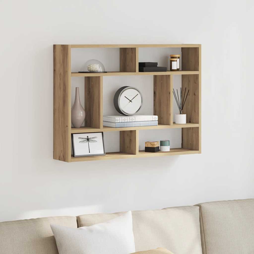 Vidaxl wandschap 75x16x55 cm bewerkt hout artisanaal eikenkleur