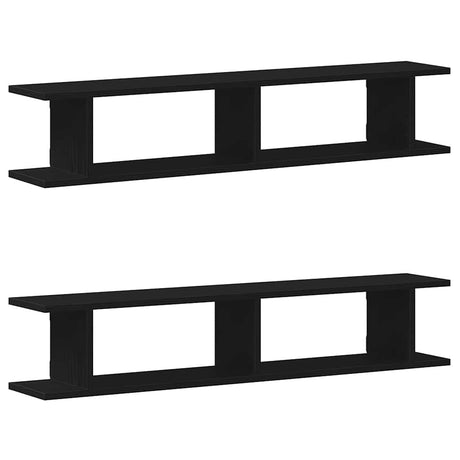 Vidaxl wandplanken 2 st 105x18x20 cm spaanplaat zwart eikenkleurig