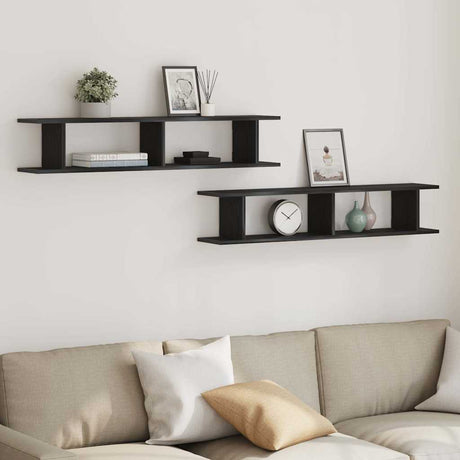 Vidaxl wandplanken 2 st 105x18x20 cm spaanplaat zwart eikenkleurig