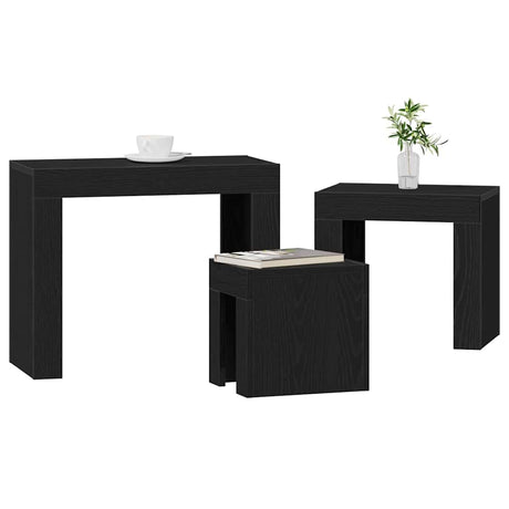 Vidaxl nesttafels 3 st zwart eiken 61 x 30 x 50 cm bewerkt hout